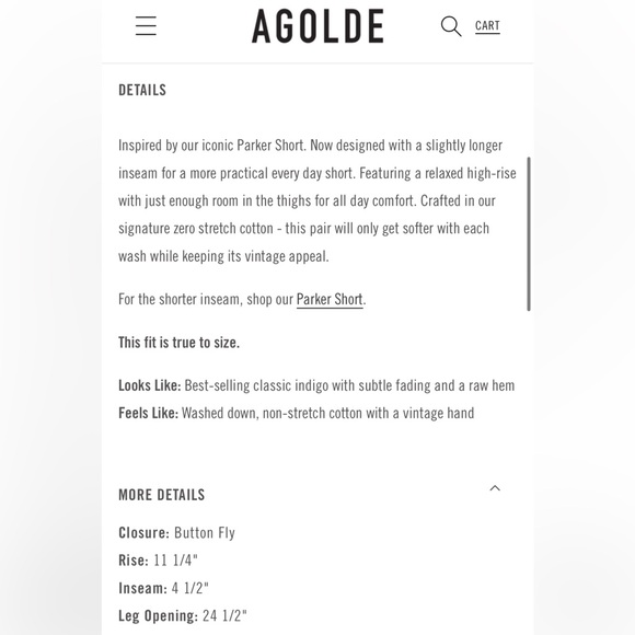 Agolde Parker long shorts, size 29 - Picture 4 of 7